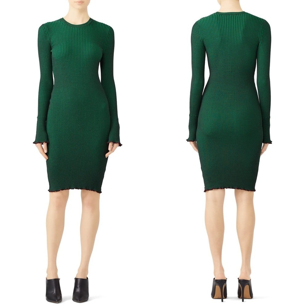 Scotch & Soda Rib Knitted Midi Sweater Dress in Green - Size XS